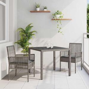 Maison Exclusive - Záhradný jedálenský set 3 pcs Sivá polyratan