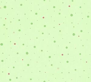 Detské vliesové tapety na stenu Little Stars 35839-3, rozmer 10,05 m x 0,53 m, bodky zelené a ružové na zelenom podklade, A.S.Création