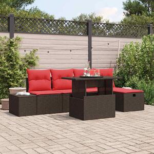 Maison Exclusive - Záhradný nábytok s vankúmi s úloným priestorom 6 ks Poly-rattan