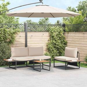 Maison Exclusive - Záhradný jedálenský set 3 pcs Sivohnedá Oceľ