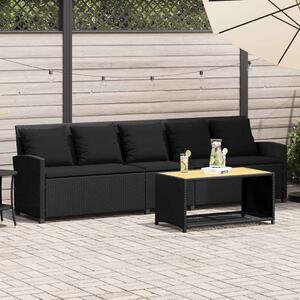 Maison Exclusive - Záhradná pohovka 5-miestna s vankúšmi Čierna Poly Rattan