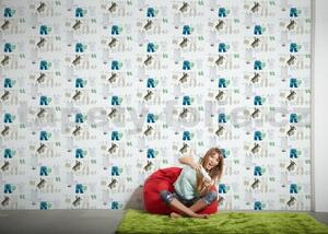 Detské vliesové tapety na stenu Little Stars 35844-2, rozmer 10,05 m x 0,53 m, detské oblečenie modro-zelené, A.S.Création