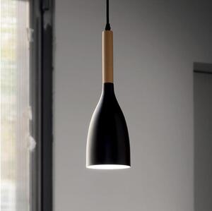 Ideal Lux - Závesný luster MANHATTAN 1xE14/40W/230V priemer 11 cm čierna/buk