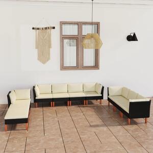 Maison Exclusive – 10-dielna záhradná súprava s vankúmi z polyrotangu, ierna