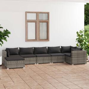 Maison Exclusive – 7-dielna záhradná súprava s vankúmi Poly Rattan Grey