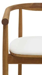 Drevená stolička s podrúčkami Pokojná biela koženka