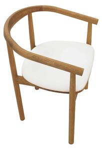 Drevená stolička s podrúčkami Pokojná biela koženka