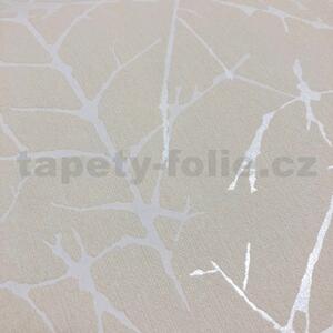 Vliesové tapety na stenu Belinda 6716-40, vetvičky biele na kremovej štruktúre, rozmer 10,05 m x 0,53 m, Novamur 81881