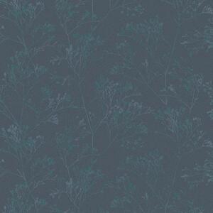 Vliesové tapety na stenu Daphne 6740-40, stonky lesklé zeleno-modré na tmavo modrém podklade, rozmer 10,05 m x 0,53 m, Novamur 81996