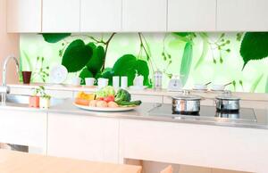 Samolepiace tapety za kuchynskú linku, rozmer 350 cm x 60 cm, zelené listy, DIMEX KI-350-010