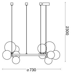 Ideal Lux - LED luster na lankách PERLAGE 11xG9/3W/230V pr. 73 cm čierna/dymová