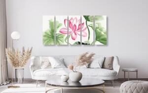 5-dielny obraz akvarelový lotosový kvet - 100x50