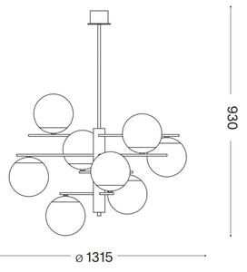 Ideal Lux - Luster na tyči GOURMET 9xE14/28W/230V pr. 131,5 cm zlatá