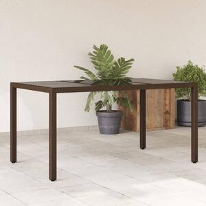 Maison Exclusive - Záhradný stôl so sklenenou doskou hnedý 150x90x75 cm Poly ratan