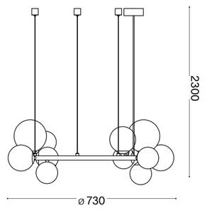Ideal Lux - LED luster na lanku PERLAGE 11xG9/3W/230V pr. 73 cm zlatá/dýmová