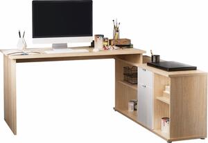 Kondela Rohový PC stolík Dalton 2 New L/P - dub sonoma / biela