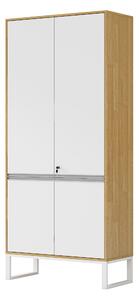 Vysoká kancelářská skříň Houseland Nuvia Loft 90 cm dub/bílá