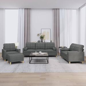 Maison Exclusive – 4-dielna sedacia súprava s vankúmi, tmavosivá látka