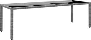 Maison Exclusive – Záhradný stôl 250 x 100 x 75 cm, tvrdené sklo a poly ratan, sivý