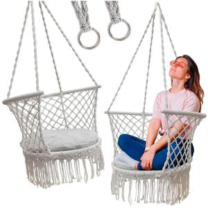 Záhradná hojdaka „apie hniezdo“ s operadlom, sivá, 80 cm, nosnos 150 kg