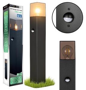MasterLED LED cestné svietidlo E27 so senzorom IP44, 60 cm, ierne, stpové svietidlo, sníma pohybu, záhradné osvetlenie, hliníkové vonkajie svietidlo
