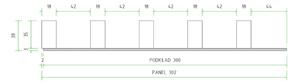 Nástenné lamelové panely SPRINT 2, 30,2x275x3,8, orech/biela