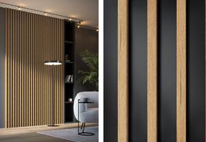 Nástenné lamelové panely SPRINT, 30,2x275x3,8, dub tmavý/čierna