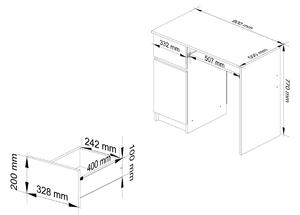 Ak furniture Písací stôl 90 cm Piksel ľavý biely/sivý