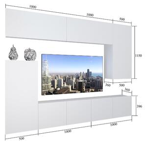 Obývacia stena Belini Premium Full Version biely lesk / čierny lesk + LED osvetlenie Nexum 114