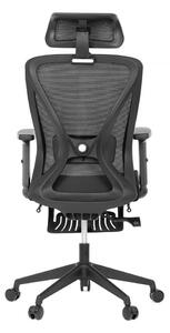 Kancelárska ergonomická stolička MAINE s opierkou na nohy — sieť, čierna