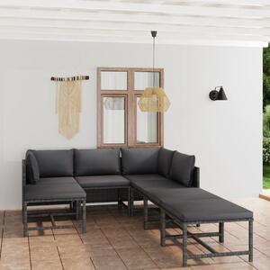 Maison Exclusive – 7-dielna záhradná súprava s vankúmi Poly Rattan Grey
