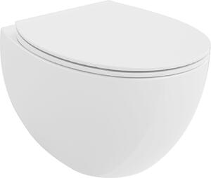Mexen Egg, závesná WC misa Rimless s duroplastovým sedátkom s pomalým zatváraním, biela lesklá, 30245000