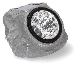 Solárna lampa 12,6 x 14,4 x 10 cm - imitácia prírodného kameňa - GARDEN LINE - SOL9901 Farba: sivá
