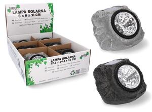 Solárna lampa 12,6 x 14,4 x 10 cm - imitácia prírodného kameňa - GARDEN LINE - SOL9901 Farba: sivá