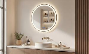 Okrúhle LED zrkadlo v zlatom hliníkovom ráme