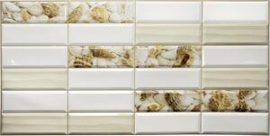 Obkladové panely 3D PVC TP10014005, cena za kus, rozmer 955 x 480 mm, obklad biely s mušľami, GRACE