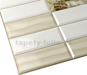 Obkladové panely 3D PVC TP10014005, cena za kus, rozmer 955 x 480 mm, obklad biely s mušľami, GRACE