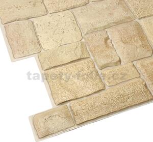 Obkladové panely 3D PVC TP10009506, cena za kus, rozmer 980 x 498 mm, ukladaný kameň béžový, GRACE