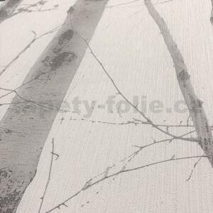 Vliesové tapety na stenu Natural Living 6305-10, rozmer 10,05 m x 0,53 cm, kmene stromov sivé s trblietkami, Erismann