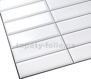 Obkladové panely 3D PVC TP10014039, cena za kus, rozmer 955 x 480 mm, obklad biely, čierna škára, GRACE
