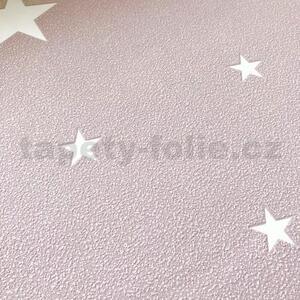 Vliesové tapety na stenu IL DECORO 32440-2, rozmer 10,05 m x 0,53 m, hviezdičky strieborné na tmavo ružovom podklade, A.S.Création