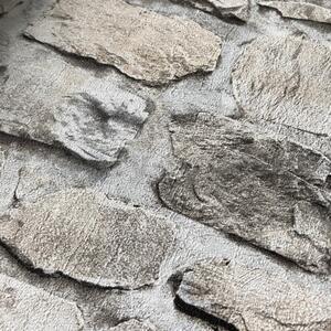Vliesové tapety na stenu IL DECORO 36370-2, rozmer 10,05 m x 0,53 m, ukladaný kameň hnedo-sivý, A.S.Création
