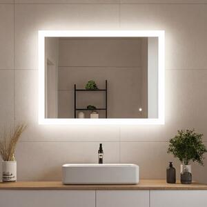 Obdĺžnikové zrkadlo do kúpeľne s LED osvetlením 80x60 cm s Dual color, Spínač dotykový