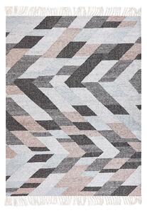 Koberec viacfarebný juta 140 x 200 cm geometrický vzor obdĺžnikový tvar so strapcami ručne tkaný boho štýl obývacia izba spálňa