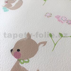 Papierové tapety na stenu Boys & Girls 36988-1, lesné zvieratká na bielom podklade, rozmer 10,05 m x 0,53 m, Grandeco