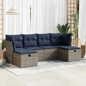 Maison Exclusive - 6-dielna záhradná sedacia súprava s podlokami polyratan sivá