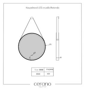 CERANO - Kúpeľňové LED zrkadlo Rotondo, kovový rám - čierna matná - Ø 60 cm