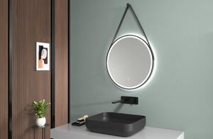CERANO - Kúpeľňové LED zrkadlo Rotondo, kovový rám - čierna matná - Ø 60 cm