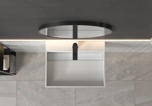 CERANO - Kúpeľňové zrkadlo Vado, kovový rám - čierna matná - Ø 60 cm