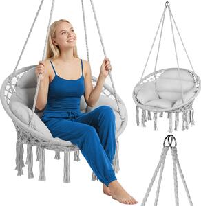 Luverno® závesné kreslo s vankúom – priemer 62 cm – do 150 kg – vak na sedenie, hojdaka na vonkajie pouitie, do záhrady, na balkón, do domácnosti